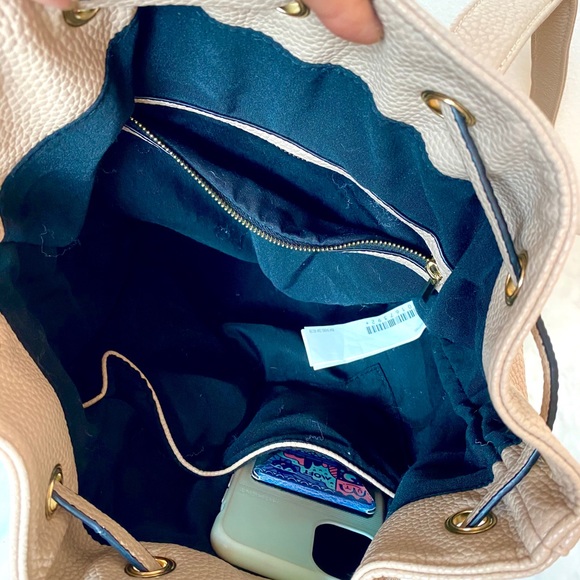 Taupe Tan Pebble Vegan Faux Leather Mini Backpack - Picture 4 of 5